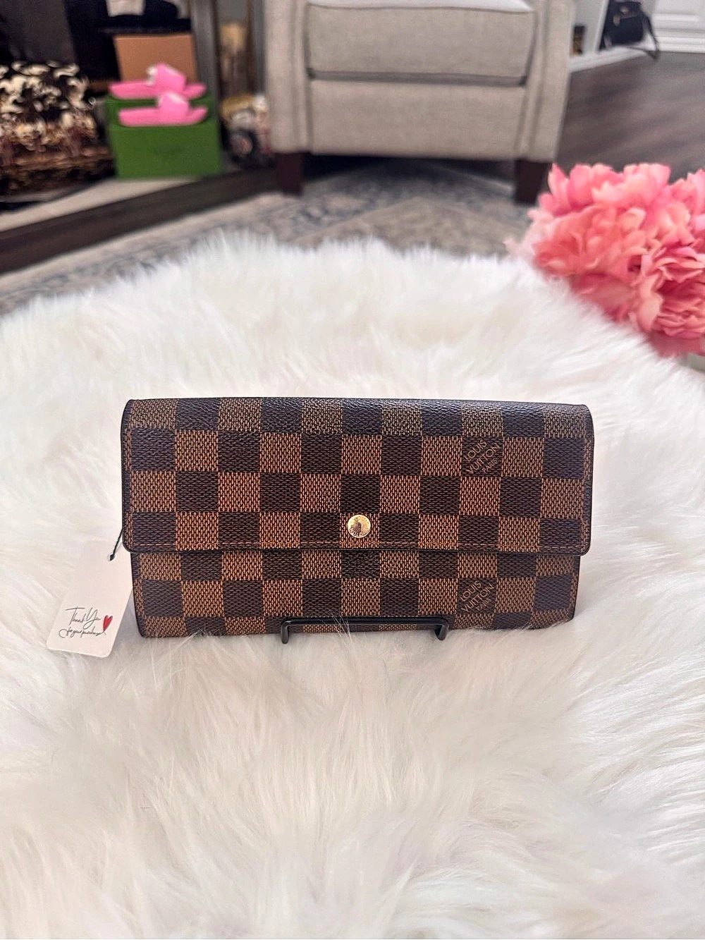 Louis Vuitton Sarah Wallet Damier Ebene in Brown